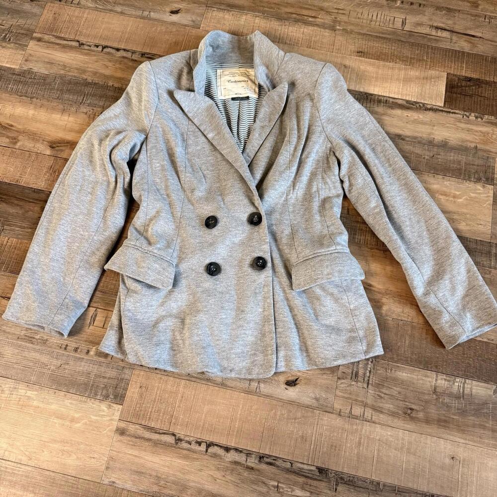 Anthropologie Cartonnier Gray Double-Breasted Lined Blazer Casual‎ Work Size S